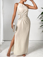 One Shoulder Sleeveless Maxi Dress with Side Slit