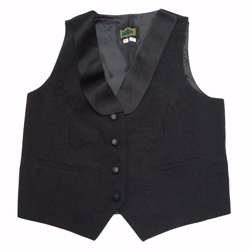 Waitress Black Tuxedo Vest w/ Inside Pad Pocket