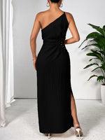 One Shoulder Sleeveless Maxi Dress with Side Slit