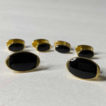 Oval Faux Onyx Cuff Link & Stud set in Gift Box