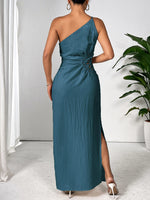 One Shoulder Sleeveless Maxi Dress with Side Slit