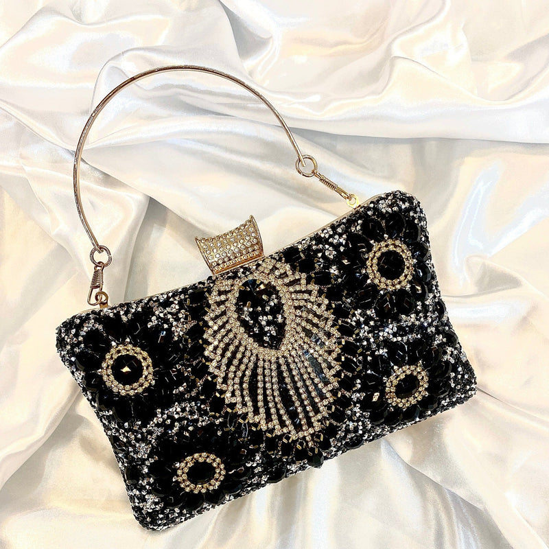 Handmade Black Rhinestone Bag