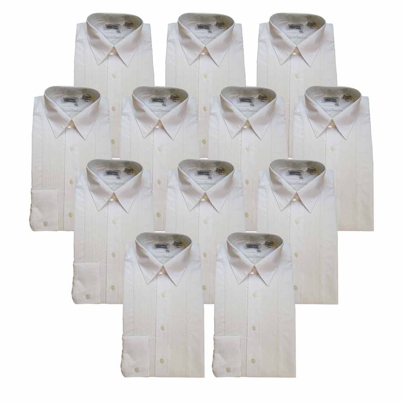 One Dozen Mens White Tuxedo Shirts with Lay Down Collar (Discontinued)